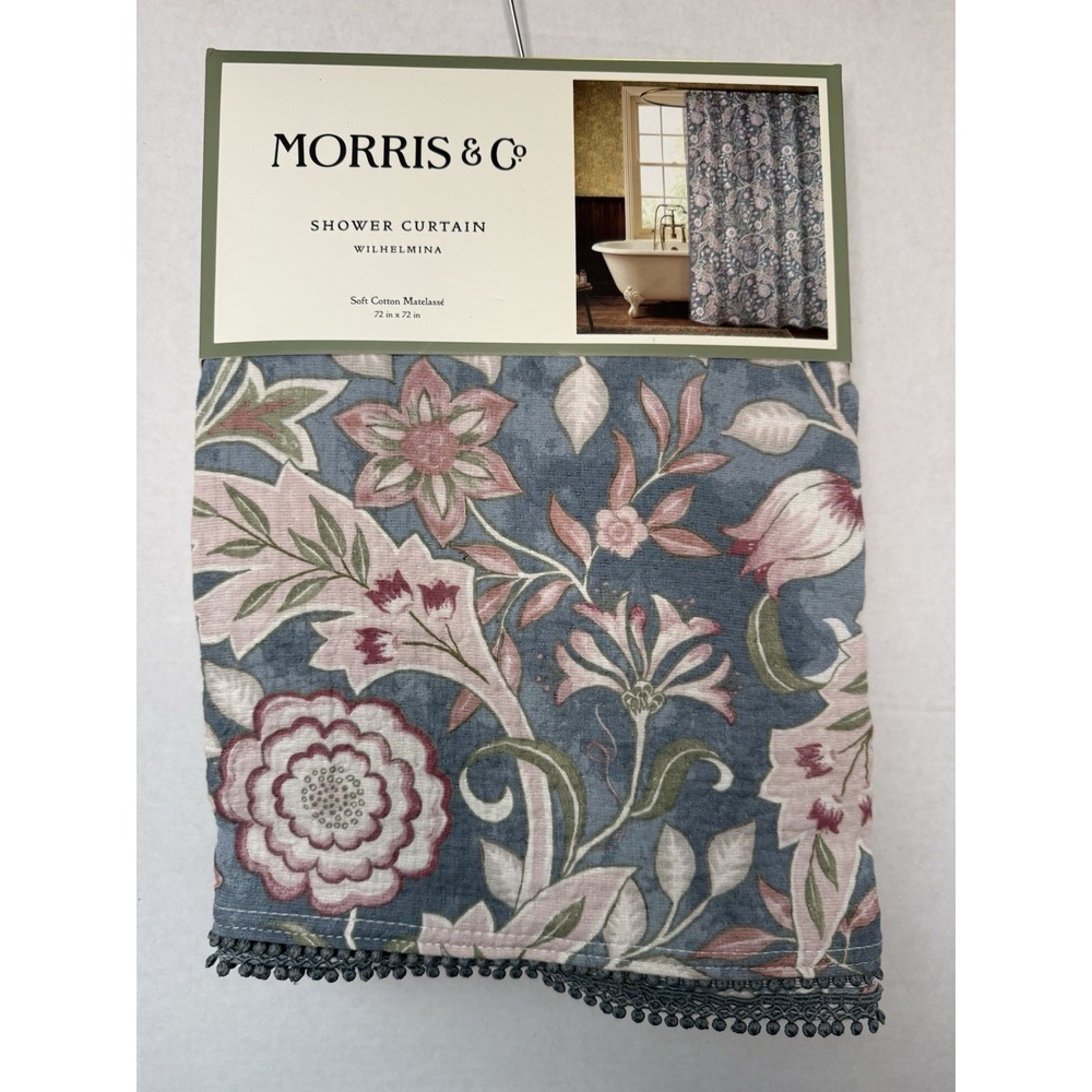 William Morris & Co Shower Curtain 72x72" Blue, Pink Wilhemina Floral Boho